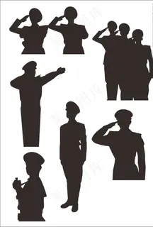 军人敬礼交警指挥矢量图图片