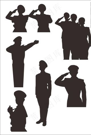 军人敬礼交警指挥矢量图图片