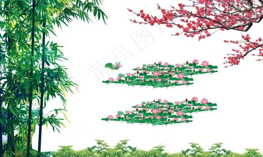 竹子 梅花 荷花图片