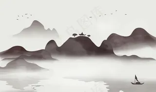 中式水墨山水图片