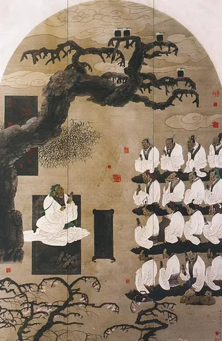 杏坛讲学图图片