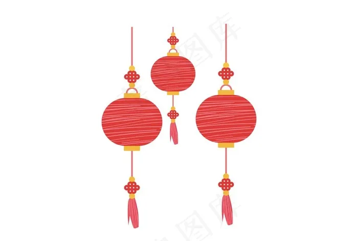 手绘卡通新年灯笼挂饰设计元素图片ai矢量模版下载
