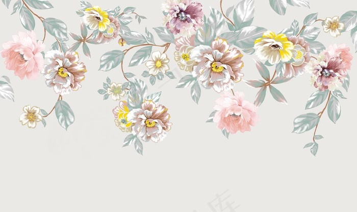 欧式复古怀旧手绘玫瑰花花卉电视图片