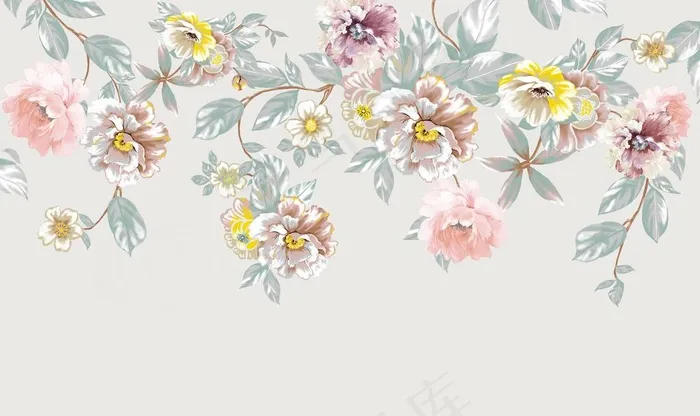 欧式复古怀旧手绘玫瑰花花卉电视图片(9071X5669(DPI:72))psd模版下载