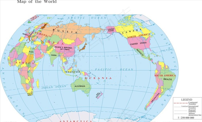 1:2.5亿英语版世界地图图片