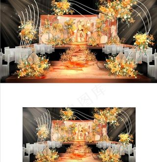 橘色秋天系橙色泰式婚礼效果图图片