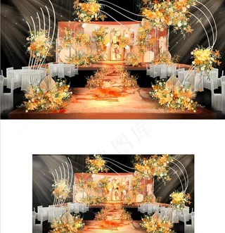 橘色秋天系橙色泰式婚礼效果图图片