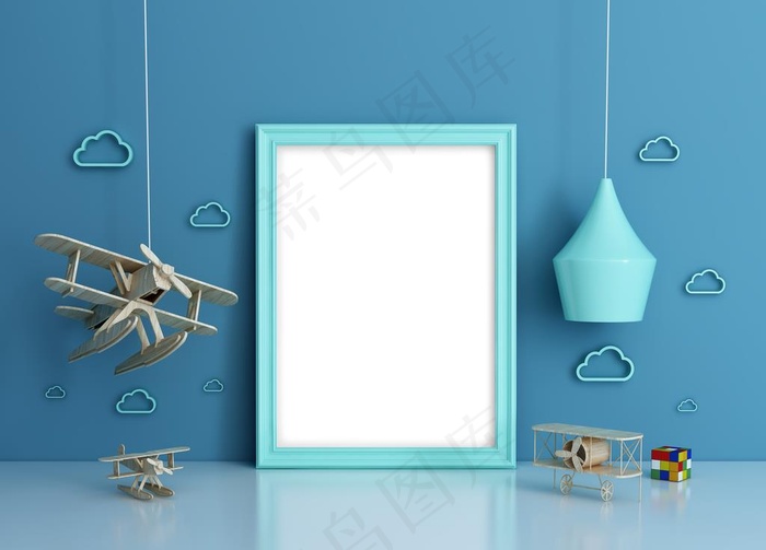 C4D三维场景儿童房样机贴图展图片