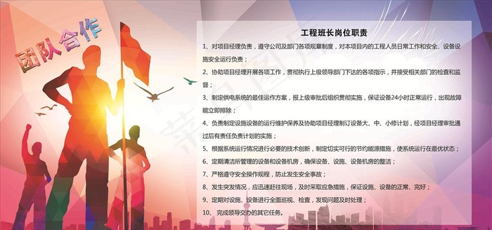 工程班长岗位职责展板海报图片