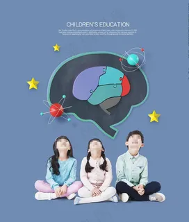 创意大脑原子模型儿童教育海报图片