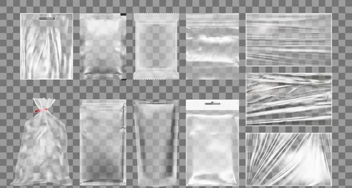 透明塑料袋样机图片ai矢量模版下载