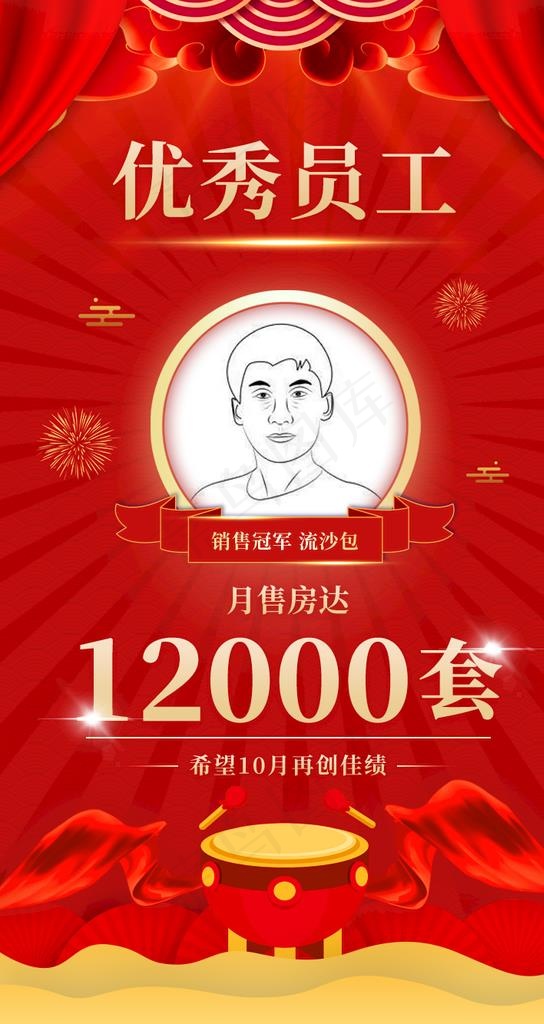 喜报战报销售冠军优秀员工H5界图片