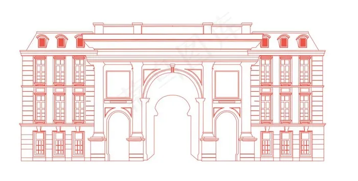欧式建筑线稿图片ai矢量模版下载