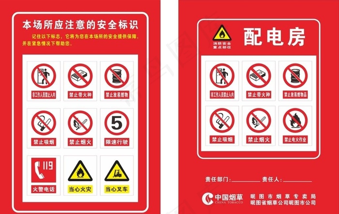 配电房安全标识图片cdr矢量模版下载