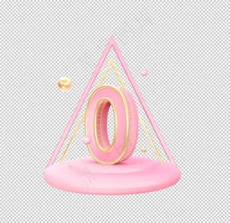 数字0粉色立体模型海报素材图片