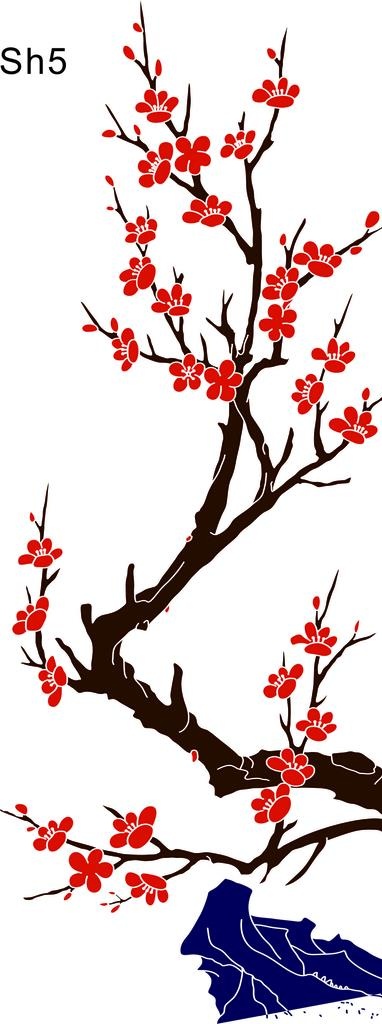 梅花雕刻矢量图家装图片