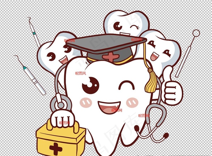 牙齿可爱卡通形象免抠元素图片