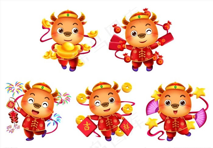 牛年插画 牛年大吉图片
