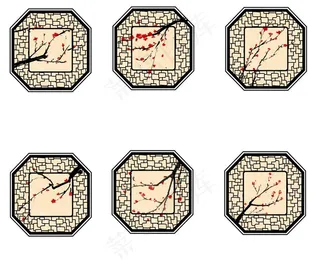中国风梅花腊梅红梅复古边框图片