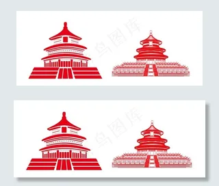 矢量天坛剪影图片