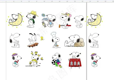 各种场景史努比厨师轮滑登山者矢图片