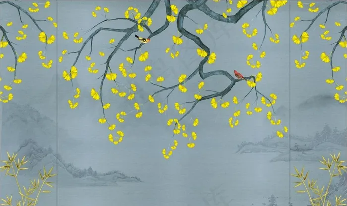 新中式背景墙图片(9071X5670(DPI:72))psd模版下载