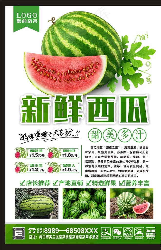 西瓜图片(210X297)cdr矢量模版下载