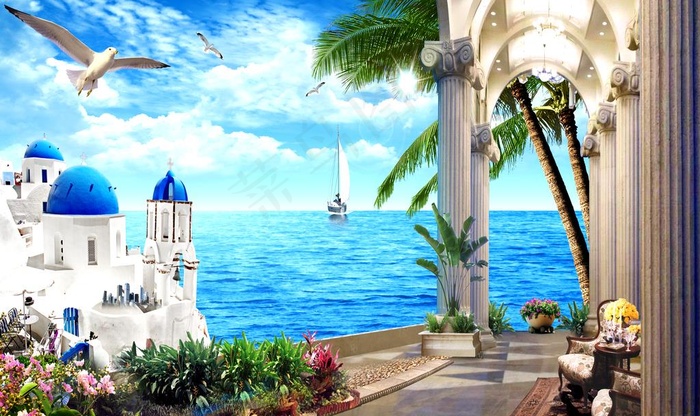 海景画图片