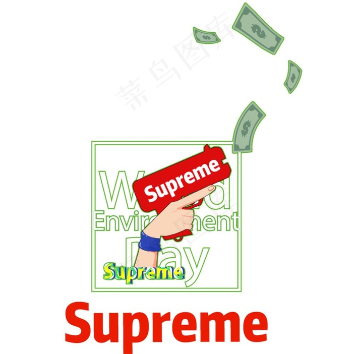 supreme 钱钱图片ai矢量模版下载