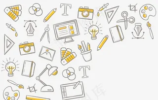 手绘物品设计元素图片