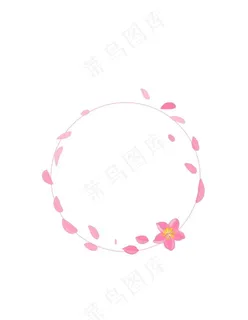 手绘圆形花纹边框樱花图片