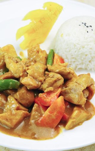 泰式咖喱鸡烩饭图片