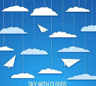 天空中的云朵和纸飞机图片