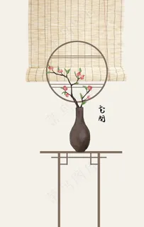 花瓶家居简约复古墙贴壁画素材图片 花瓶家居简约复古墙贴壁画素材图片