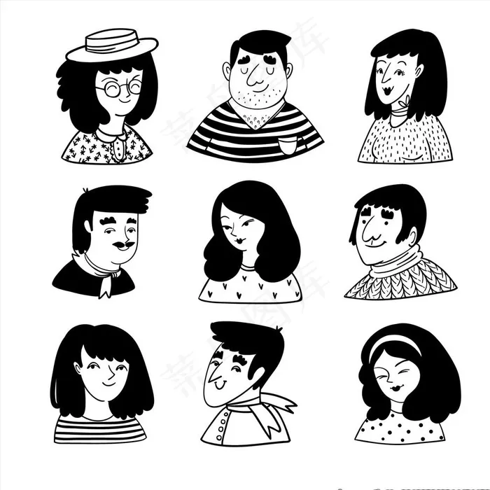 扁平人像图片eps,ai矢量模版下载