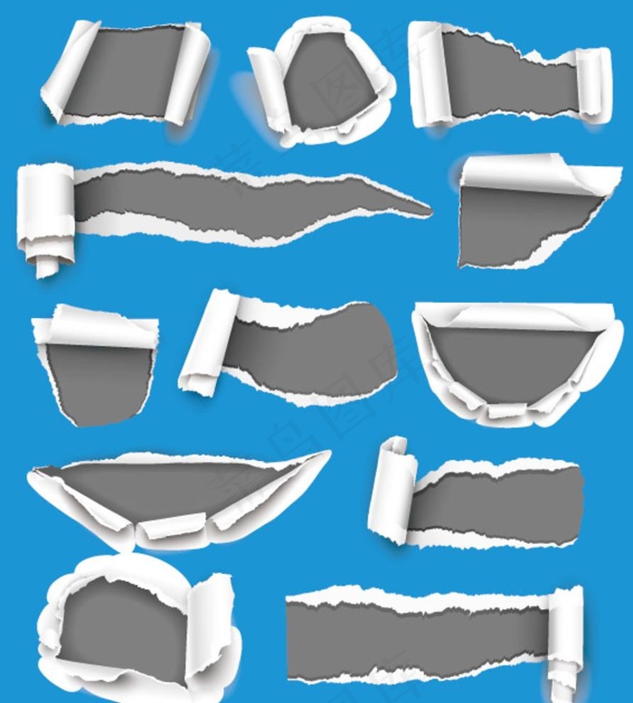 撕裂的纸 裂开 设计素材 矢量图片