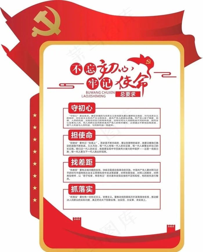 不忘初心 牢记使命图片cdr矢量模版下载