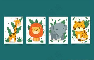 可爱卡通儿童画小动物插画插图图片