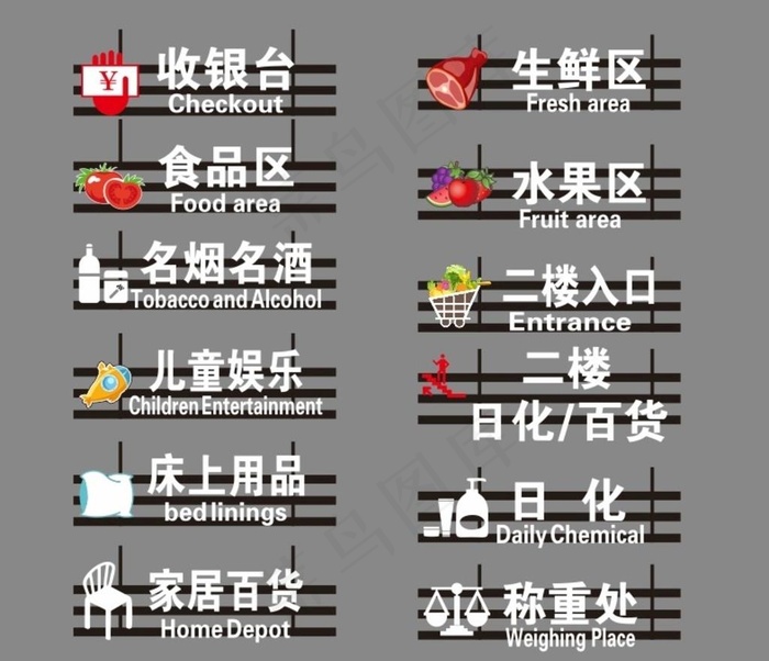 超市区域吊牌图片cdr矢量模版下载
