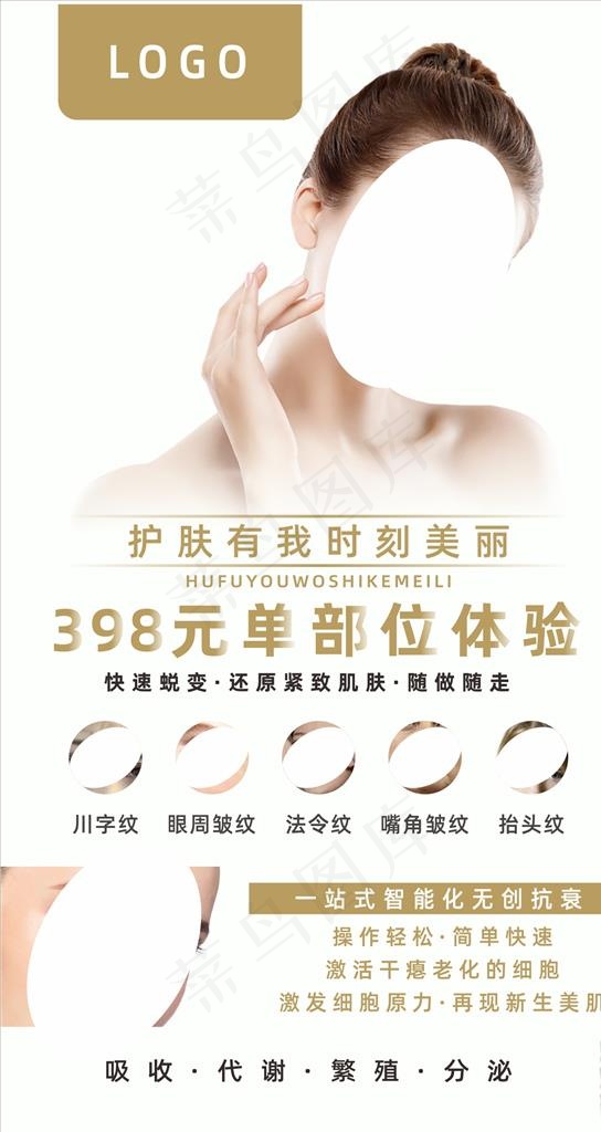 护肤 祛皱  美白 补水 海报图片cdr矢量模版下载