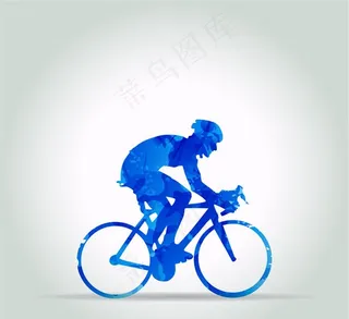 骑行男子剪影矢量素材图片