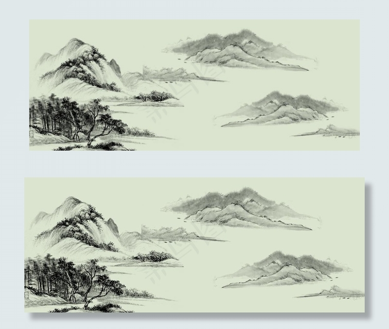 水墨山图片(8268X3543(DPI:300))psd模版下载