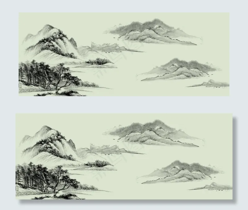 水墨山图片(8268X3543(DPI:300))psd模版下载