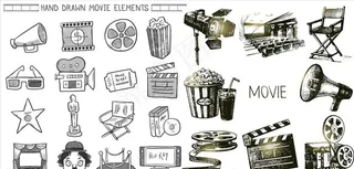 手绘电影胶卷元素图片