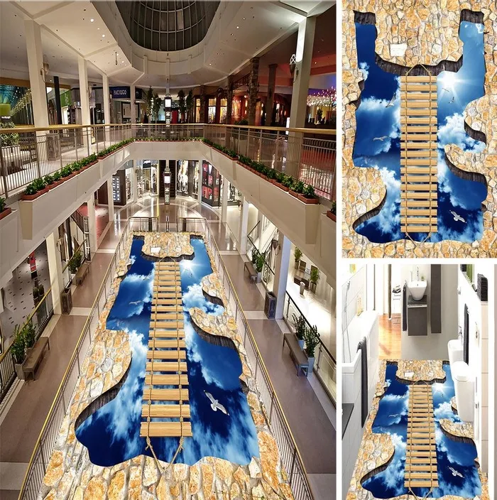 走道展厅天空木桥3D户外地画图片(8504X14173(DPI:72))psd模版下载