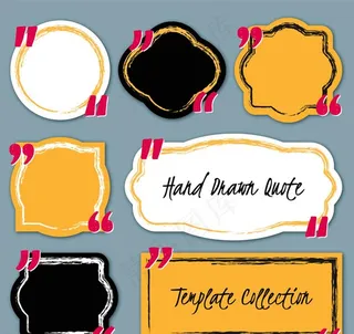 7款手绘引述语言气泡矢量图图片