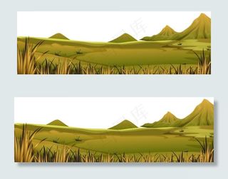 山地草地矢量图片