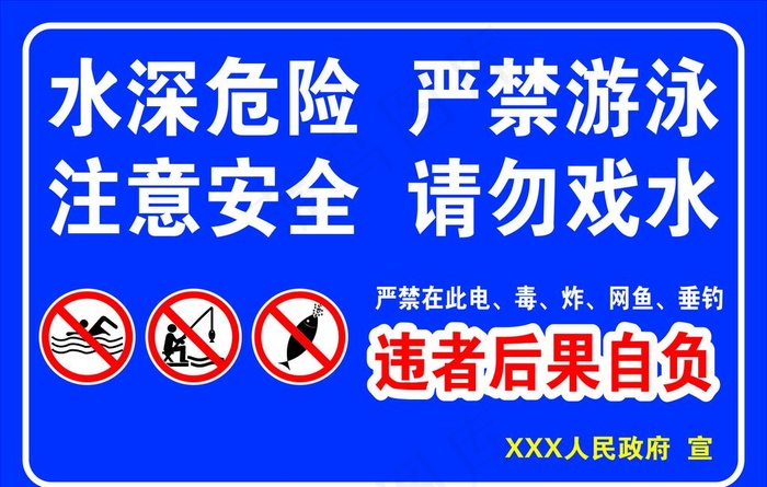 防溺水警示牌图片cdr矢量模版下载