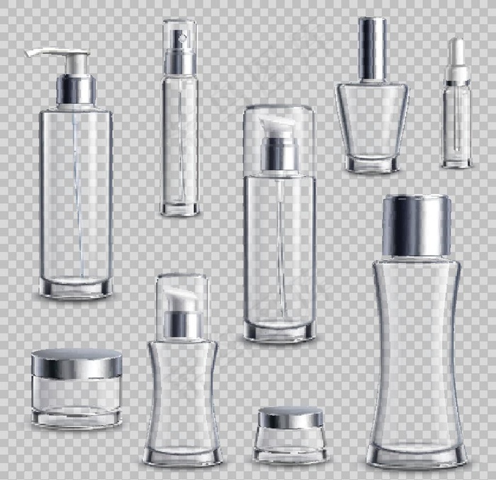 逼真透明化妆品套装素材图片