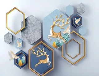 轻奢麋鹿背景墙图片